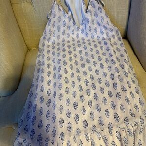 Old Navy White Dress with Blue Leaf Print